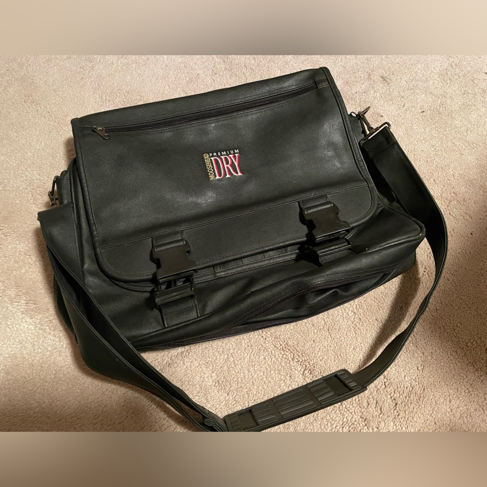 Moosehead Premium Dry black “leather” laptop/messenger bag